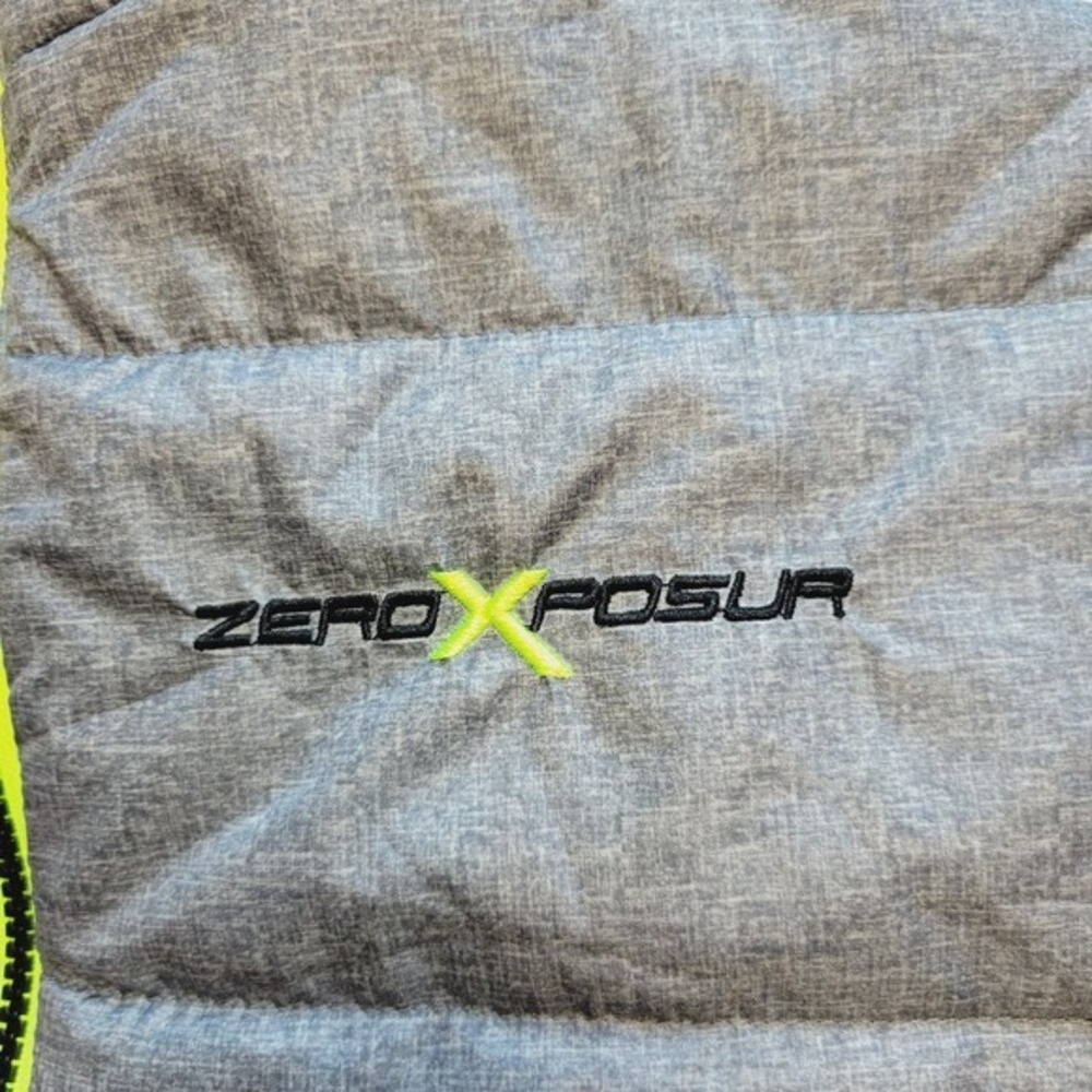 ZeroXposur Boys Puffer Jacket Gray Neon Zip Size XL 18 20 Winter Warm - Picture 2 of 9